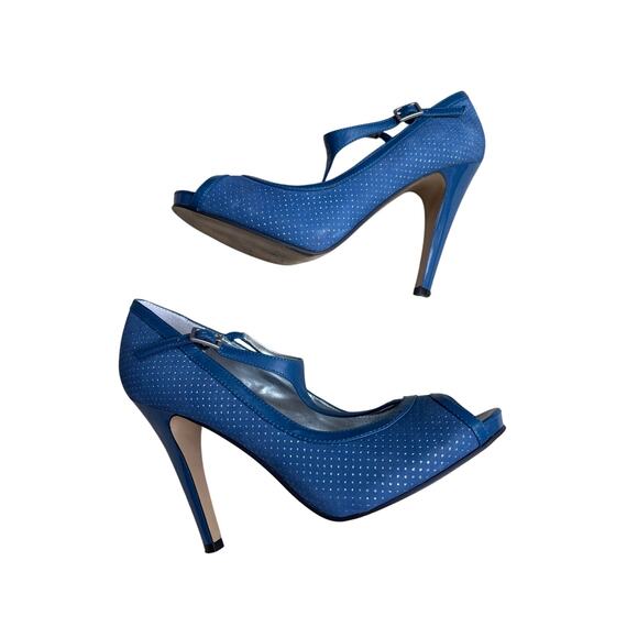 Nine West Eastbound high heels1/2” platform leather 4” heel perforated & patent - Picture 3 of 11